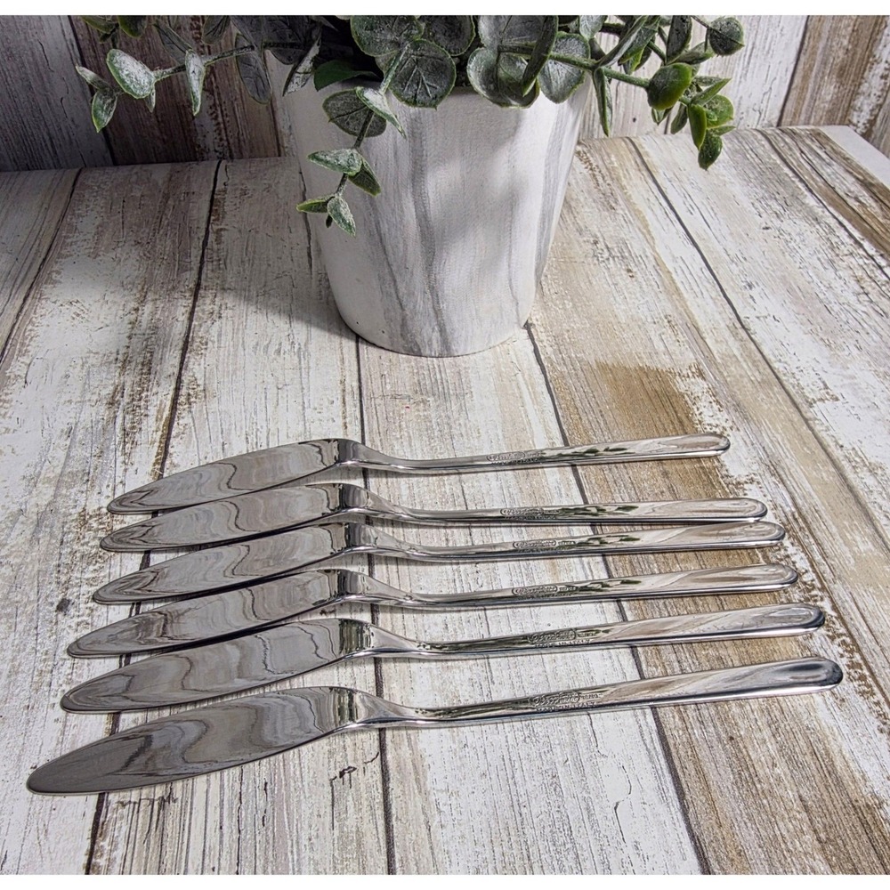 Becchetti Italy 18/10 Stainless Steel Fish Knives Set of 6 Silverware Flatware - Picture 8 of 11